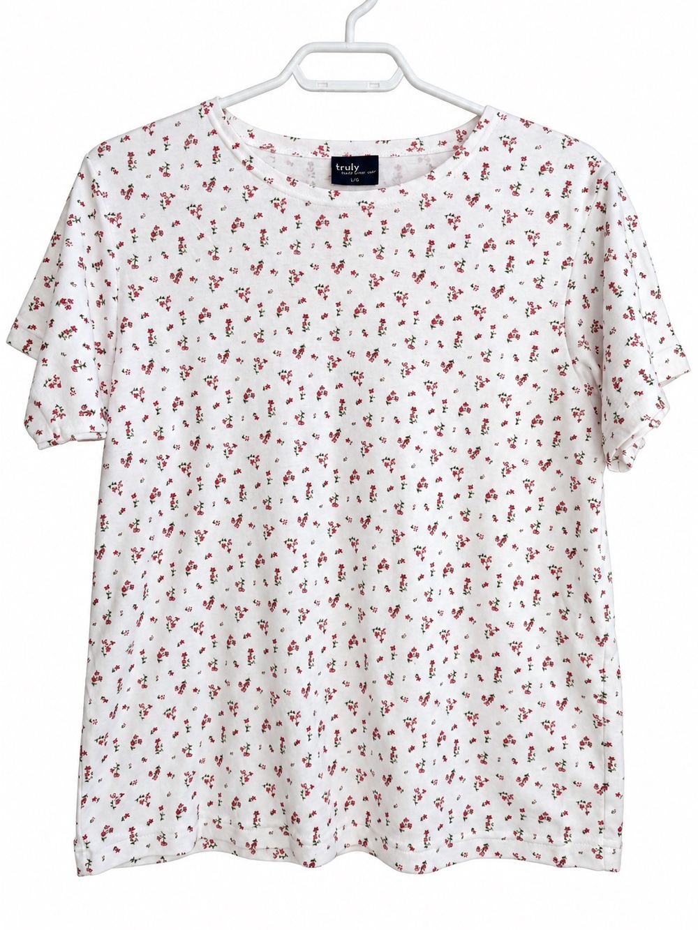 Truly Floral Baby Tee Women’s Size L Ditsy Flower Cottagecore Prairie GrannyChic